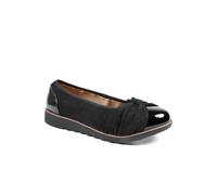 Pavers Wide Fit Chunky Bow Detailed Pumps - Black Size 4