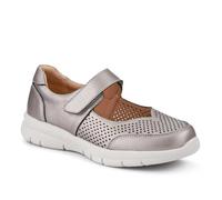 Pavers Wide Fit Chunky Leather Mary Janes - Pewter Size 6