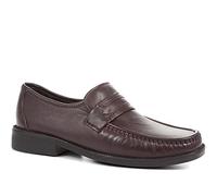 Pavers Wide Fit Classic Leather Loafers - Burgundy Size 11