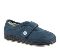 Pavers Wide Fit Cosy Adjustable Fasten Slippers - Navy Size 5
