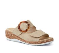 Pavers Wide Fit Dual-Fasten Mules - Beige Size 3