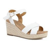 Pavers Wide Fit Espadrille Wedge Sandals - White Size 6
