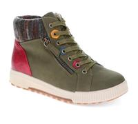 Pavers Wide-Fit Knitted Cuff Ankle Boots - Khaki Size 8