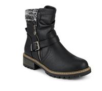 Pavers Wide Fit Knitted Cuff Slouch Boots - Black Size 3