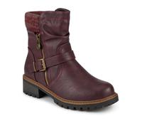 Pavers Wide Fit Knitted Cuff Slouch Boots - Burgundy Size 3