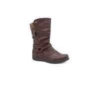 Pavers Women's Wide Fit Knitted Cuff Zipped Slouch Boots in Brown | Size: 4