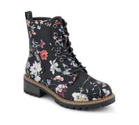 Wide Fit Lace-Up Ankle Boots - Black Floral Size 5