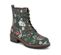 Wide Fit Lace-Up Ankle Boots - Green Floral Size 5