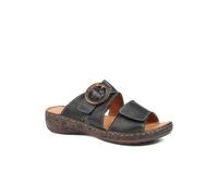 Pavers Wide Fit Leather Adjustable Fasten Sandals - Black Size 5
