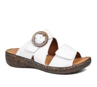 Pavers Wide Fit Leather Adjustable Fasten Sandals - White Size 5