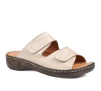 Pavers Wide Fit Leather Adjustable Fastening Sandals - Beige Size 7