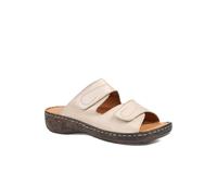Pavers Wide Fit Leather Adjustable Fastening Sandals - Beige Size 6