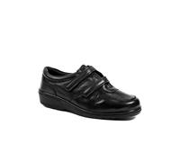 Pavers Wide Fit Leather Adjustable Fit Shoes In Black Black 5.5