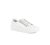 Wide Fit Leather Breathable Platform Trainers - White Size 8