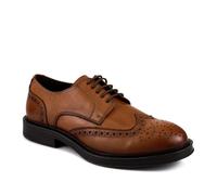 Pavers Wide Fit Leather Brogue Derby Shoes - Tan Size 11