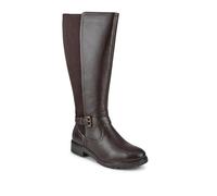 Pavers Wide Fit Leather Elasticated Long Boots - Chocolate Size 7