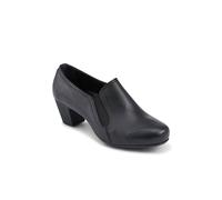 Wide Fit Leather Elasticated Slip-On Shoes - Black Size 6