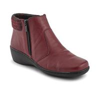 Pavers Wide-Fit Leather Lightweight Ankle Boots - Burgundy Size 4