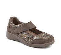 Pavers Wide Fit Leather Mary Janes - Taupe Multi Size 7