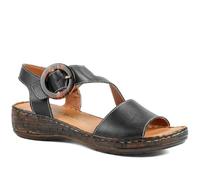 Pavers Women's Wide Fit Leather Sandals With Buckle Fastening in Black | Size: 8 Pavers Black 8