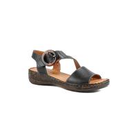 Pavers Women's Wide Fit Leather Sandals With Buckle Fastening in Black | Size: 8 Pavers Black 8