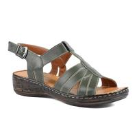 Pavers Wide Fit Leather Slingback Sandals - Khaki Size 4