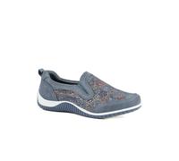 Pavers Wide Fit Leather Slip On Comfort Trainers In Blue Blue