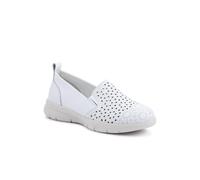Pavers Women's Wide-Fit Leather Slip-On Shoes in White | Size: 4 Pavers White 4