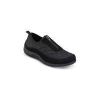 Wide Fit Leather Slip-On Shoes with Zip Fastening - Black Size 8