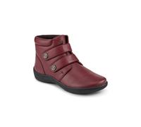 Pavers Wide Womens Wide Fit Leather Touch Fasten Boots Burgundy Size 5