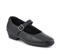 Pavers Wide Fit Leather Touch-Fasten Mary Janes - Black Size 4