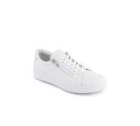 Pavers Wide Fit Leather Zip & Lace Trainers In White White 4