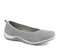 Pavers Wide Fit Memory Foam Floral Pumps - Grey Size 7