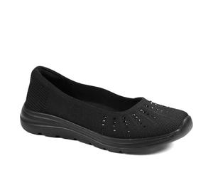Pavers Wide Fit Memory Foam Sporty Pumps - Black Size 4