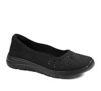 Pavers Wide Fit Memory Foam Sporty Pumps - Black Size 8