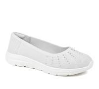 Pavers Wide Fit Memory Foam Sporty Pumps - Grey Size 6