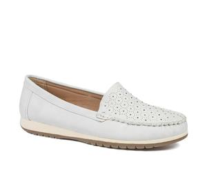 Pavers Wide Fit Patterned Moccasins - Light Grey Size 7