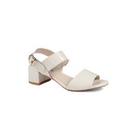 Pavers Wide Fit Smart Block Heel Buckle Fasten Sandals In Beige Beige