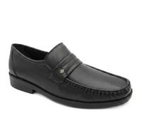 Pavers Wide Fit Smart Leather Saddle Strap Loafers - Black Size 10