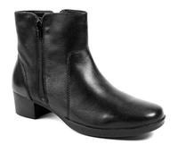Pavers Wide Fit Smart Leather Zip Up Ankle Boots - Black Size 4