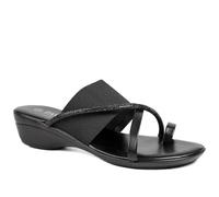 Pavers Wide Fit Smart Toe Post Sandals - Black Glitter Size 5