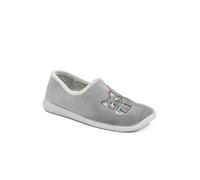 Pavers Wide Fit Soft Full Cat Slippers In Grey Grey 7