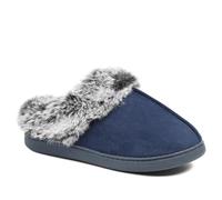 Pavers Wide Fit Soft Mule Slippers - Navy Size 6
