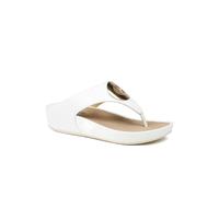 Pavers Wide Fit Toe Post Wedge Sandals In White White