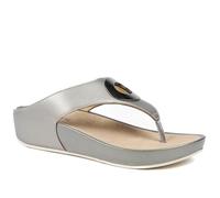 Pavers Wide Fit Toe Post Wedge Sandals - Pewter Size 6
