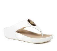 Pavers Wide Fit Toe Post Wedge Sandals - White Size 5