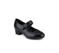 Pavers Wide Fit Touch-Fasten Heeled Mary Janes - Black Size 5