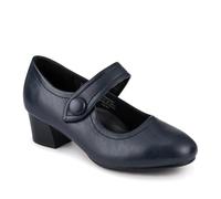 Pavers Wide Fit Touch-Fasten Heeled Mary Janes - Navy Size 4