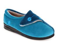 Pavers Wide Fit Warm Antibacterial Slippers - Blue Teal Size 6