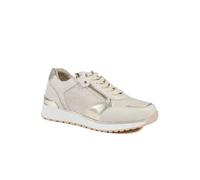 Pavers Wide Fit Zip & Lace Cushioned Trainers In Beige Beige